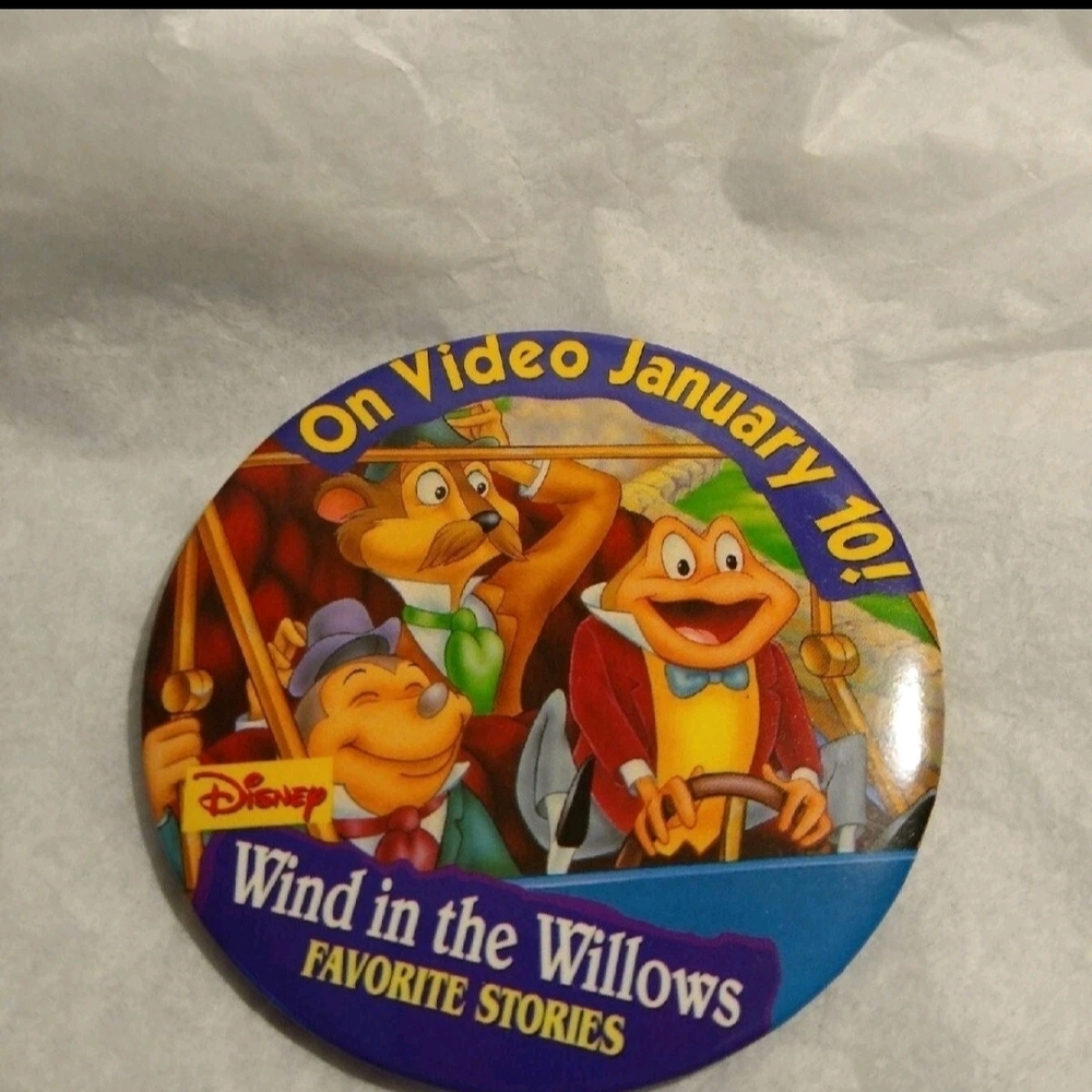 Disney Button Pin Wind In The Willows Favorite Stories On Video January 10th